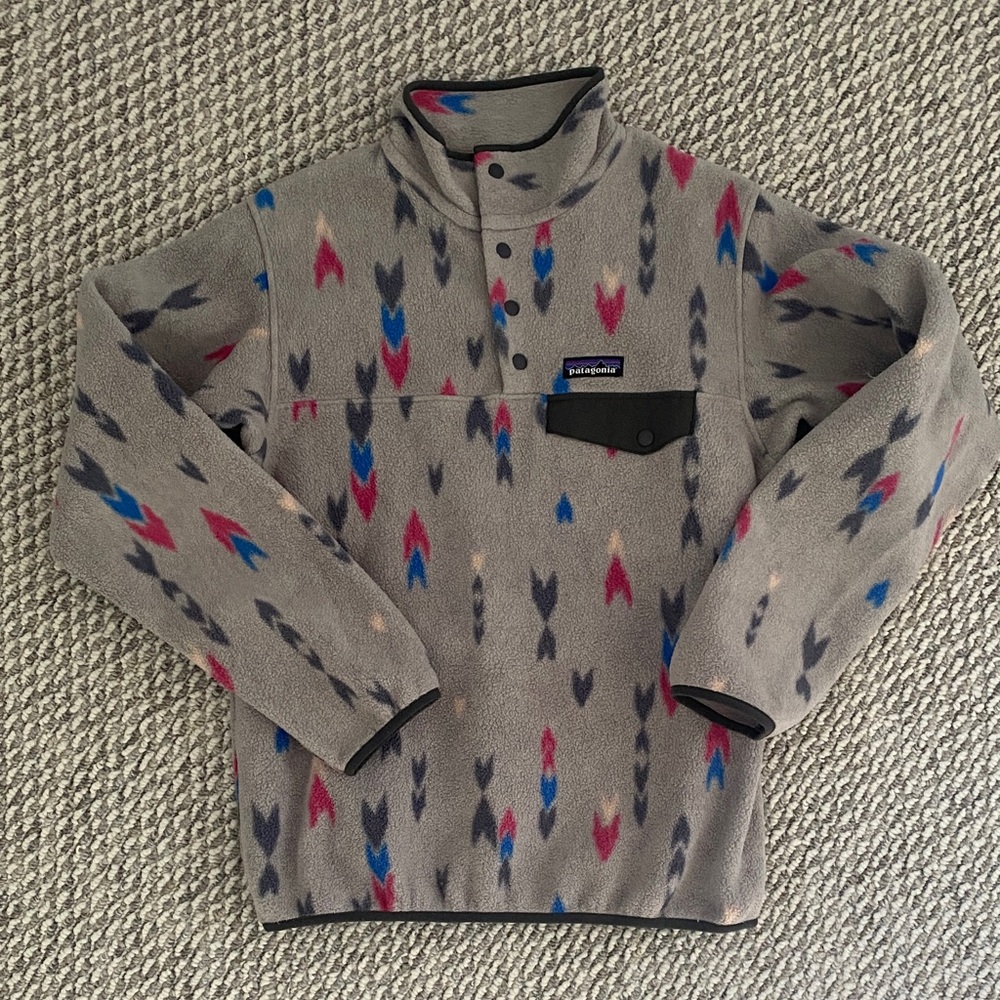 Patagonia Grey Patterned Synchilla Fleece Pullover Jacket